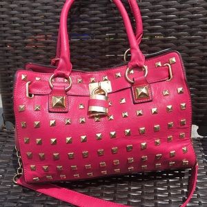 Pink Studded Medium Sized Purse